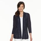 Women's Croft & Barrow&reg; Pointelle Chevron Open Front Cardigan, Size: Xl, Blue