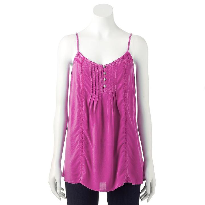 Women's Sonoma Goods For Life&trade; Pintuck Camisole, Size: Large, Dark Pink