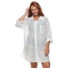 Plus Size Apt. 9&reg; Roll-tab Shirt Cover-up, Women's, Size: 1xl, Blue (navy)