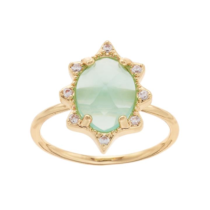 Lc Lauren Conrad Cubic Zirconia & Oval Stone Ring, Women's, Size: 7, Green