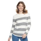 Women's Croft & Barrow&reg; Striped Crewneck Sweater, Size: Small, Med Grey