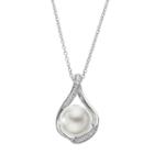 Sentimental Expressions Sterling Silver Freshwater Cultured Pearl & Cubic Zirconia Forever Embrace Necklace, Women's, Size: 18, White