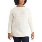 Plus Size Chaps Cable Knit Sweater, Women's, Size: 3xl, Natural