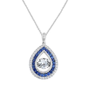 Diamonluxe 1 1/2 Carat T.w. Simulated Diamond Floating Stone Teardrop Pendant, Women's, Size: 18, Blue