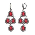 Simulated Crystal Halo Teardrop Kite Earrings, Women's, Red