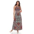 Petite Suite 7 High Neck Maxi Dress, Women's, Size: 14 Petite, Red Multi Floral