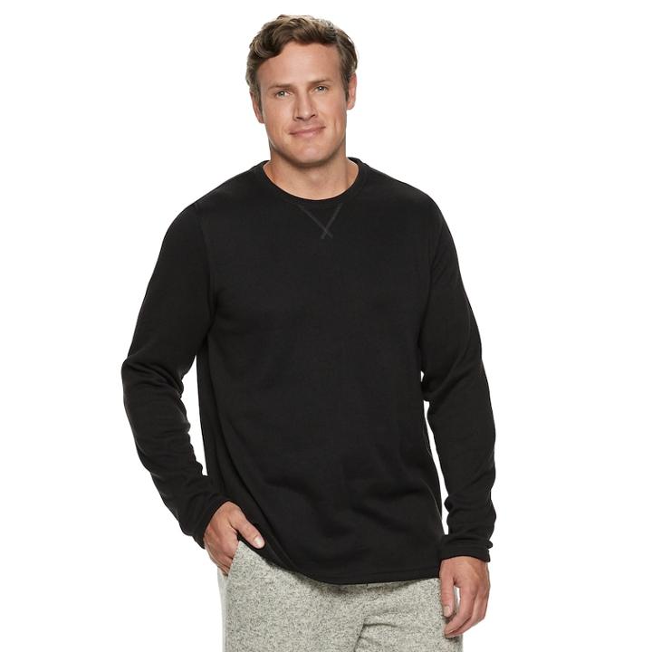 Big & Tall Croft & Barrow&reg; Sweater Fleece Crewneck Tee, Men's, Size: Xxl Tall, Black