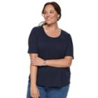 Plus Size Croft & Barrow&reg; Essential Elbow Sleeve Tee, Women's, Size: 2xl, Blue
