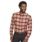 Men's Croft & Barrow&reg; Classic-fit Plaid Flannel Button-down Shirt, Size: Large, Dark Red, Comfort Wear