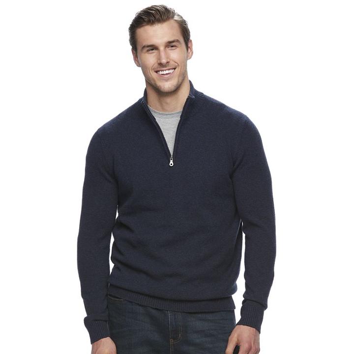 Big & Tall Croft & Barrow&reg; True Comfort Classic-fit Stretch Quarter-zip Sweater, Men's, Size: 4xb, Dark Blue