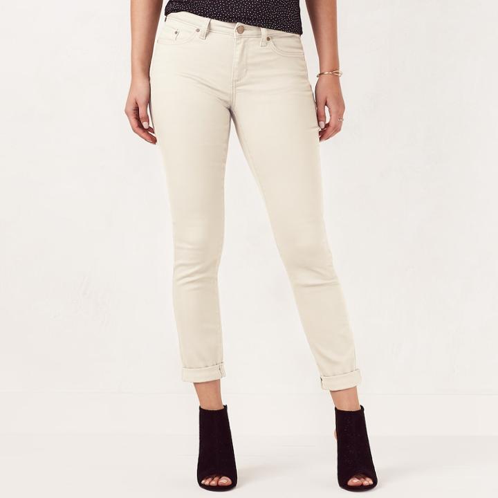 Women's Lc Lauren Conrad Cuffed Ankle Skinny Jeans, Size: 10, White