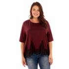 Juniors' Plus Size Wallflower Lace Hem Swing Tee, Teens, Size: 2xl, Drk Orange
