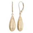 10k Gold Hammered Teardrop Earrings, Women's