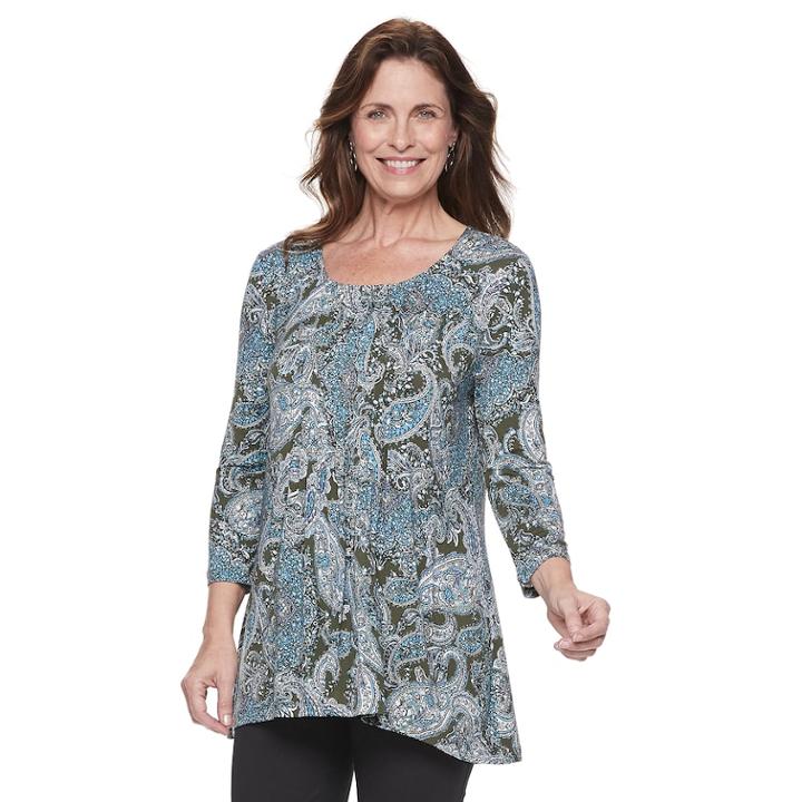 Women's Croft & Barrow&reg; Pleat-front Tunic, Size: Small, Green