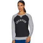 Women's Champion Fleece Long Sleeve Graphic Top, Size: Xl, Med Grey