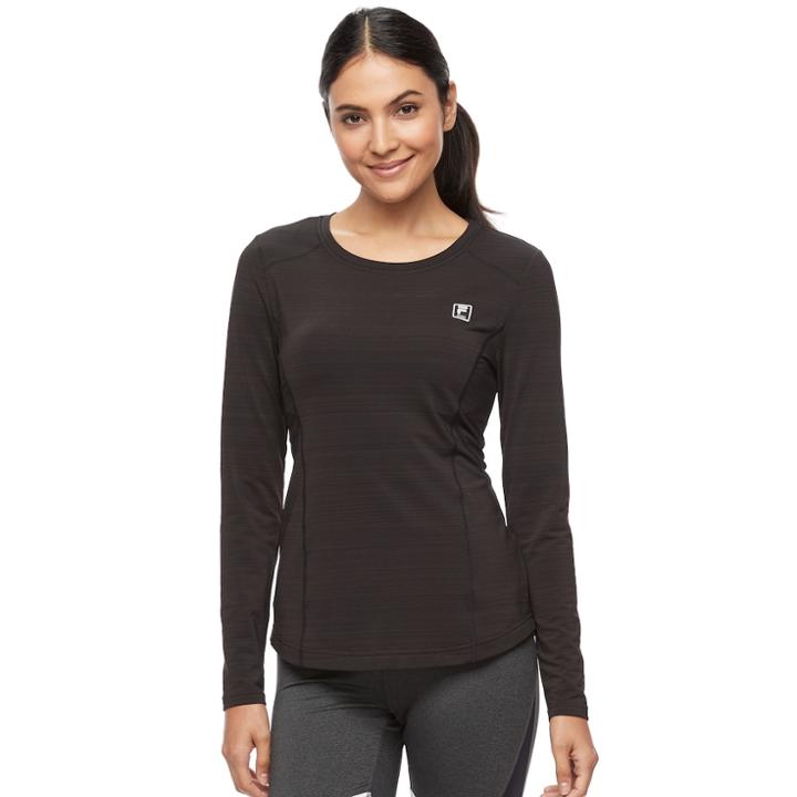 Women's Fila Sport&reg; Crewneck Long Sleeve Tee, Size: Large, Black