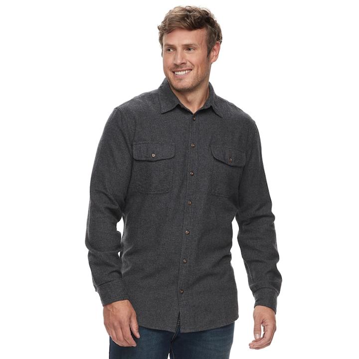 Big & Tall Sonoma Goods For Life&trade; Slim-fit Supersoft Flannel Button-down Shirt, Men's, Size: L Tall, Black