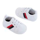 Baby Boy Carter's Striped Sneaker Crib Shoes, Size: Newborn, White