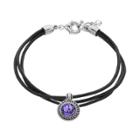 Napier Round Stone Multi Strand Cord Bracelet, Women's, Purple