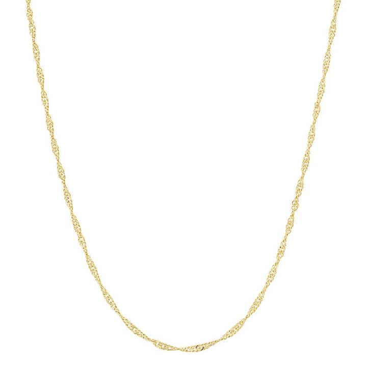 14k Gold-plated Silver Adjustable Singapore Chain Necklace - 22 In, Women's, Size: 22, Yellow