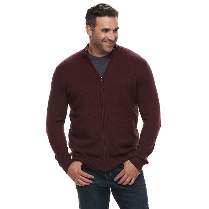 Big & Tall Croft & Barrow&reg; Classic-fit 7gg Super Soft Full-zip Sweater, Men's, Size: 3xb, Dark Red