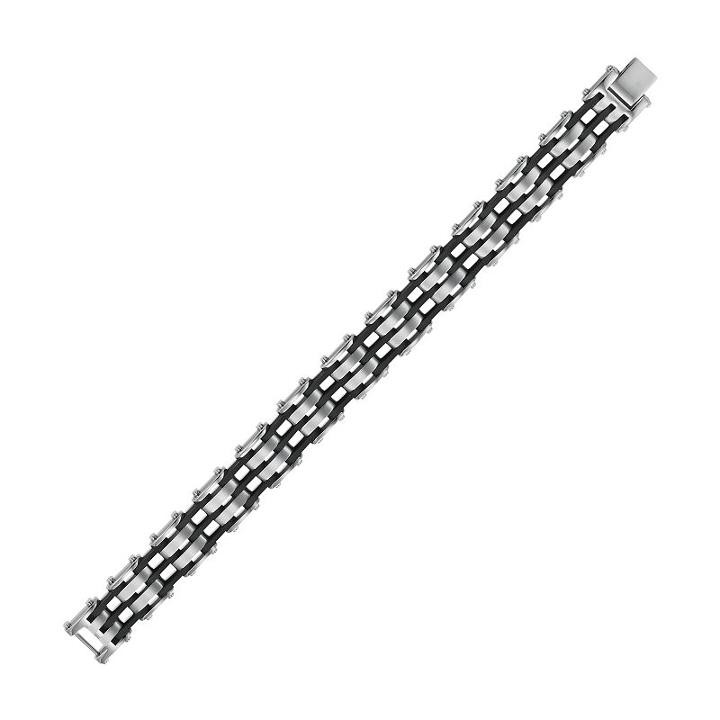Axl By Triton Stainless Steel Stripe Bracelet - Men, Size: 9, Grey