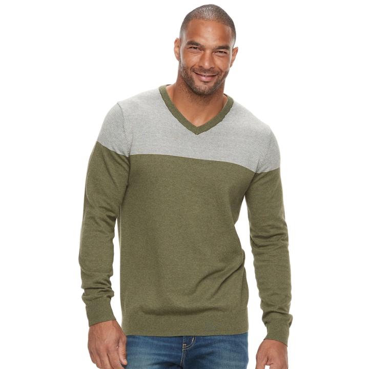 Big & Tall Sonoma Goods For Life&trade; Classic-fit Coolmax V-neck Sweater, Men's, Size: L Tall, Dark Green