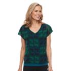 Women's Dana Buchman Print Layered Hem Top, Size: Small, Green
