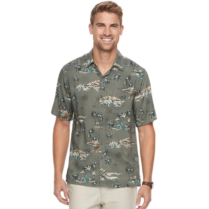Men's Batik Bay Classic-fit Tropical Soft Touch Pocket Button-down Shirt, Size: Xl, Green Oth