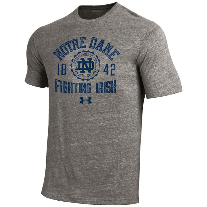 Men's Under Armour Notre Dame Fighting Irish Heathered Tee, Size: Xl, Gray
