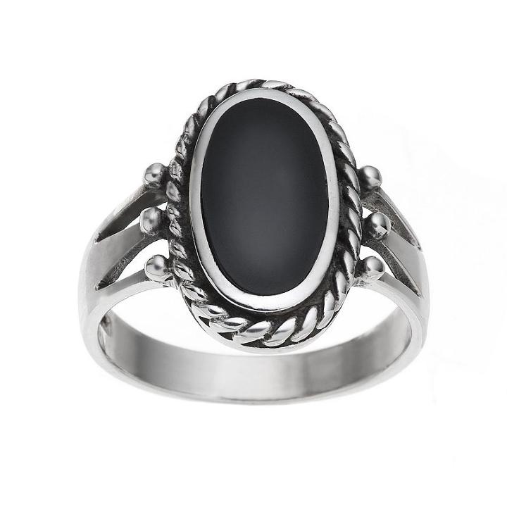 Sterling Silver Onyx Crown Ring, Women's, Size: 9, Black