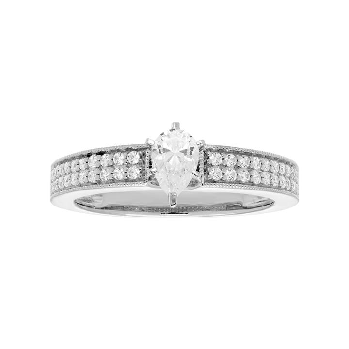 14k Gold Pear Cut 3/4 Carat T.w. Igl Certified Diamond Engagement Ring, Women's, Size: 9.50, White