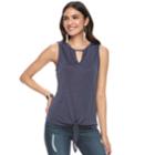 Women's Jennifer Lopez Tie-front Keyhole Tank, Size: Medium, Med Purple