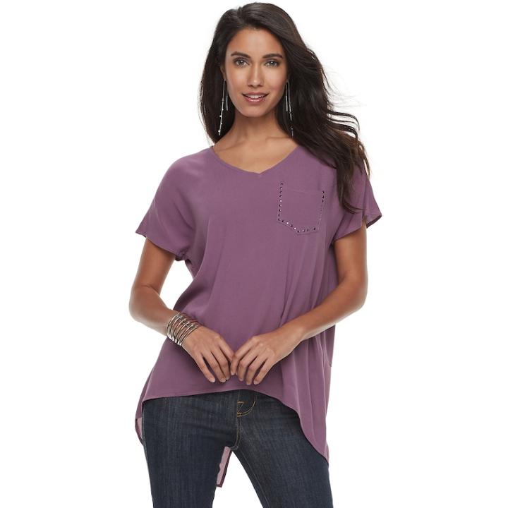 Women's Rock & Republic&reg; High-low Tee, Size: Xs, Med Purple