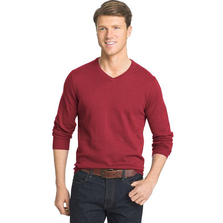 Men's Izod Fieldhouse Classic-fit Wool-blend V-neck Sweater, Size: Xxl, Med Red