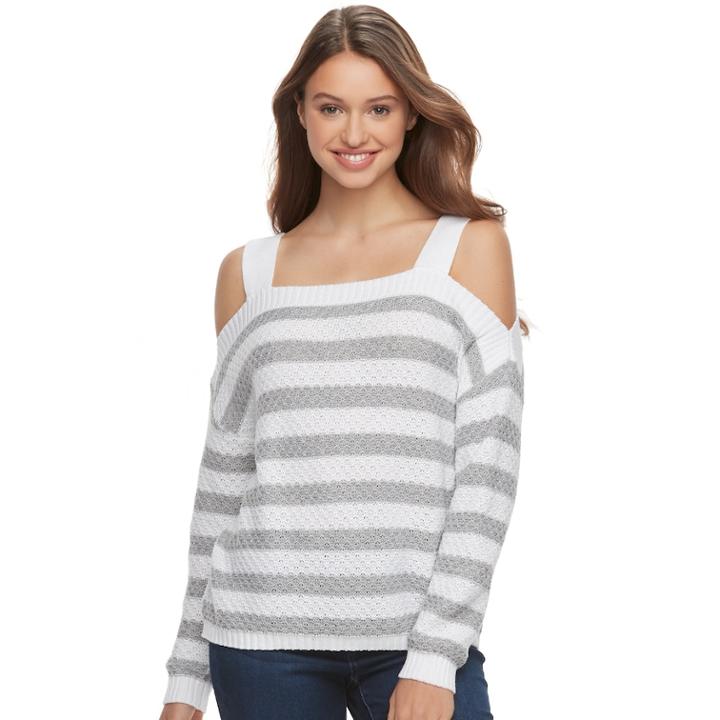 Juniors' So&reg; Cold-shoulder Long Sleeve Top, Teens, Size: Medium, Light Grey