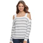 Juniors' So&reg; Cold-shoulder Long Sleeve Top, Teens, Size: Medium, Light Grey