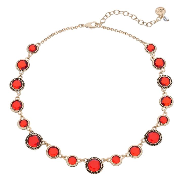 Dana Buchman Red Round Stone Station Necklace, Women's