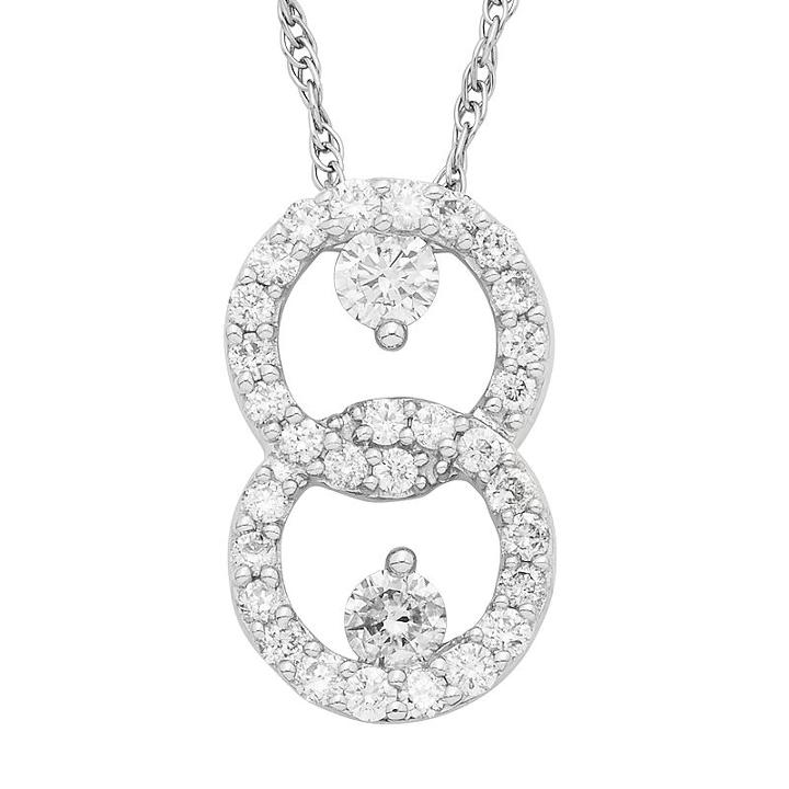 10k White Gold 1/2 Carat T.w. Diamond 2-stone Pendant Necklace, Women's, Size: 18