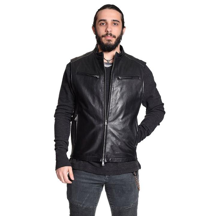 Men's Excelled Leather Moto Vest, Size: Large, Black