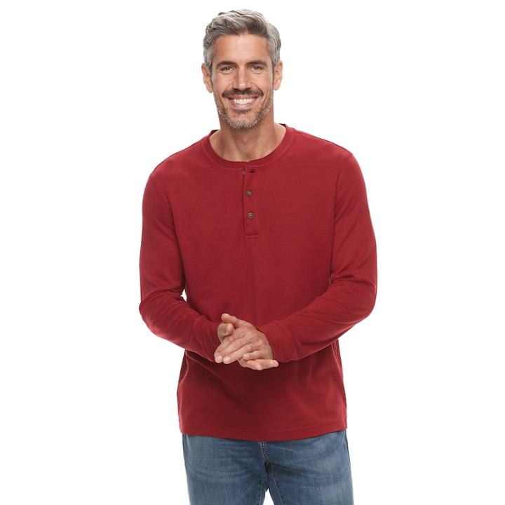 Men's Croft & Barrow&reg; Classic-fit Easy-care Henley, Size: Large, Med Red