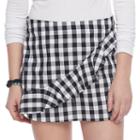 Juniors' Love, Fire Ruffle Mini Skirt, Teens, Size: Medium, Black White Gingham