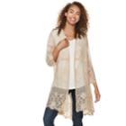 Floral Lace Crochet Kimono, Women's, Size: Xl, Beige