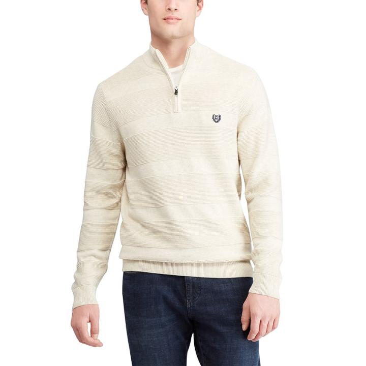 Men's Chaps Regular-fit Quarter-zip Pullover, Size: Large, Natural