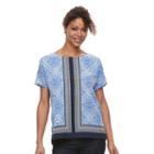 Women's Croft & Barrow&reg; Crepe Popover Top, Size: Large, Brt Blue