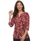 Women's Croft & Barrow&reg; Smocked Printed Top, Size: Xl, Dark Pink