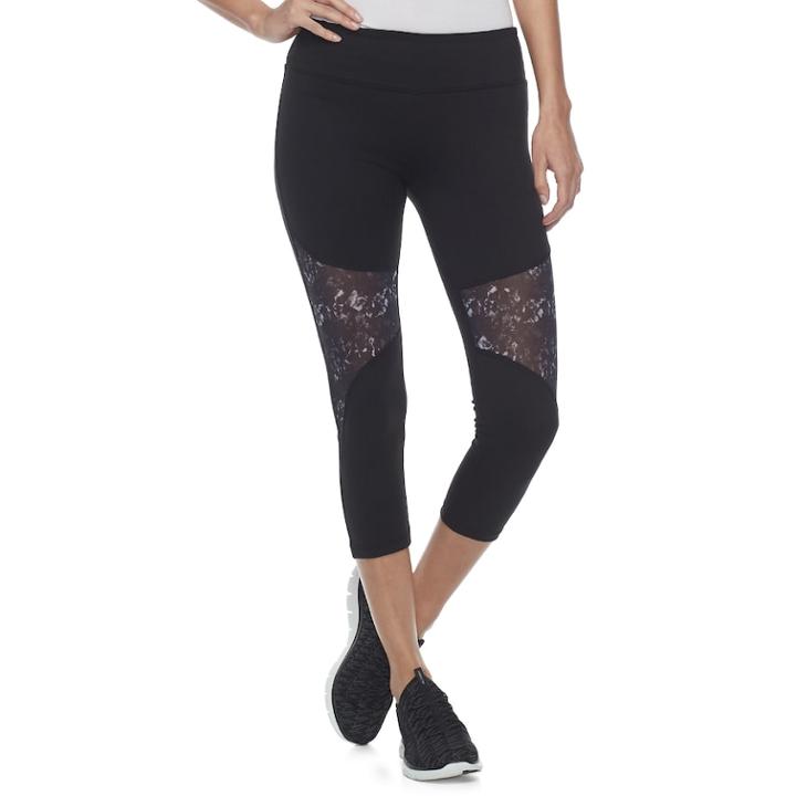 Juniors' So&reg; Mesh Inset High-waisted Active Capris, Teens, Size: Xl, Oxford