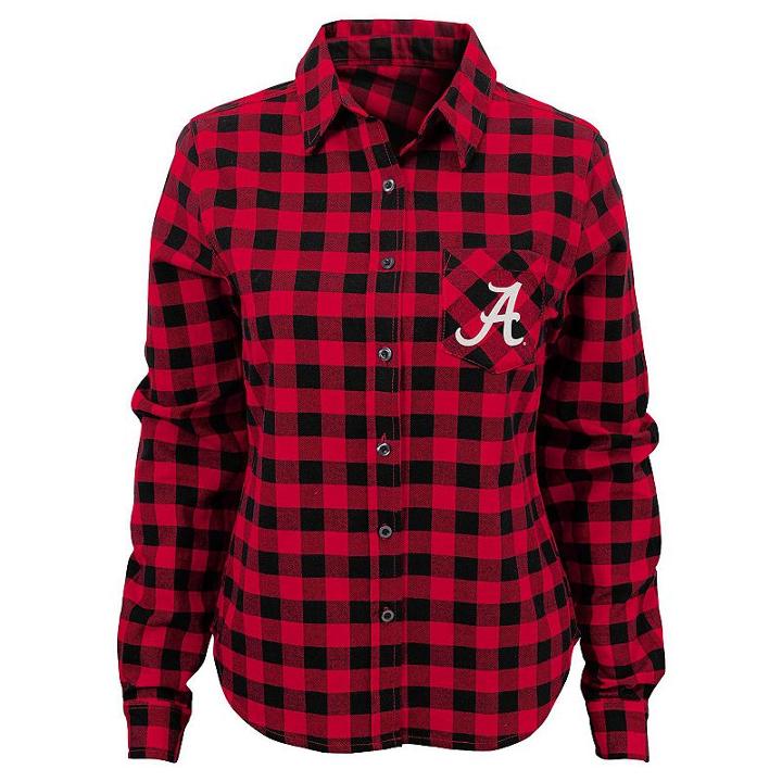 Juniors' Alabama Crimson Tide Buffalo Plaid Flannel Shirt, Women's, Size: Large, Dark Red