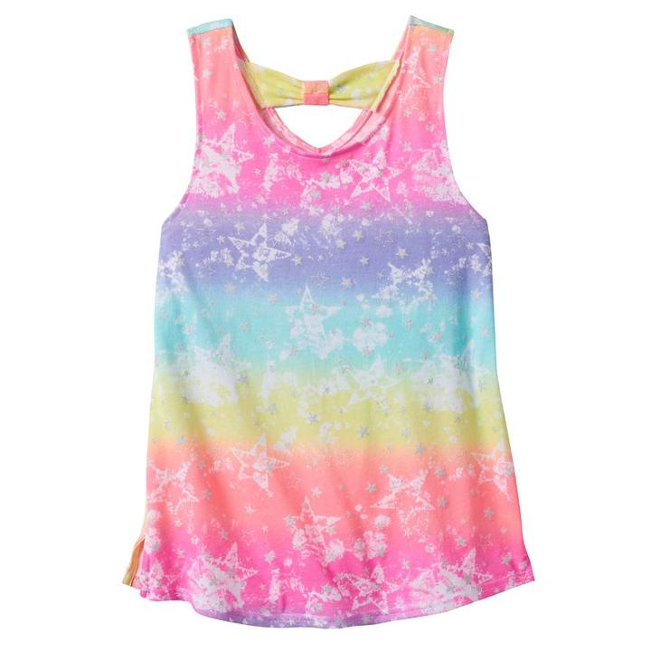 Girls 7-16 So&reg; Bow Back Printed Tank Top, Girl's, Size: 12, Natural