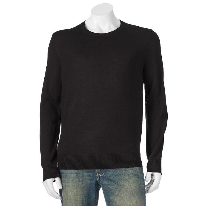 Men's Apt. 9&reg; Modern-fit Solid Merino Crewneck Sweater, Size: Large, Black